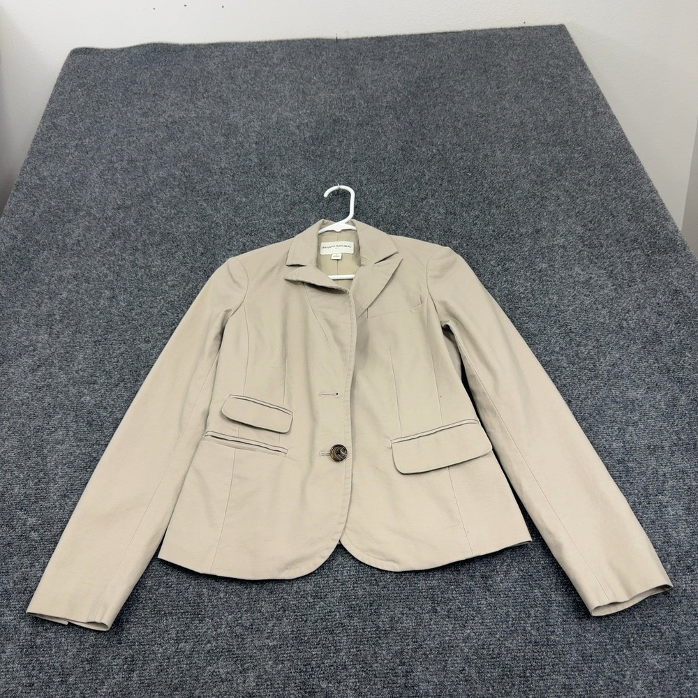 Banana Republic Blazer Womens 4 Tan Cotton Stretch‎ Professional Classic Office